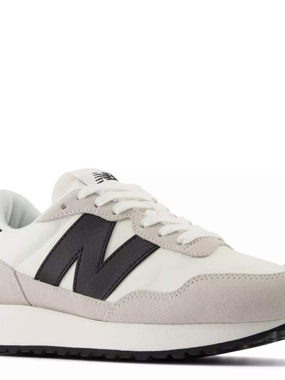 New Balance White and Black Retro Runner Sneakers